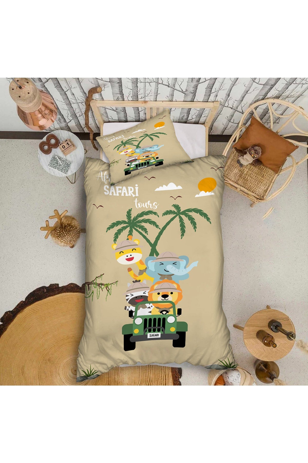 African Safari Patterned Single Baby Duvet Cover Set