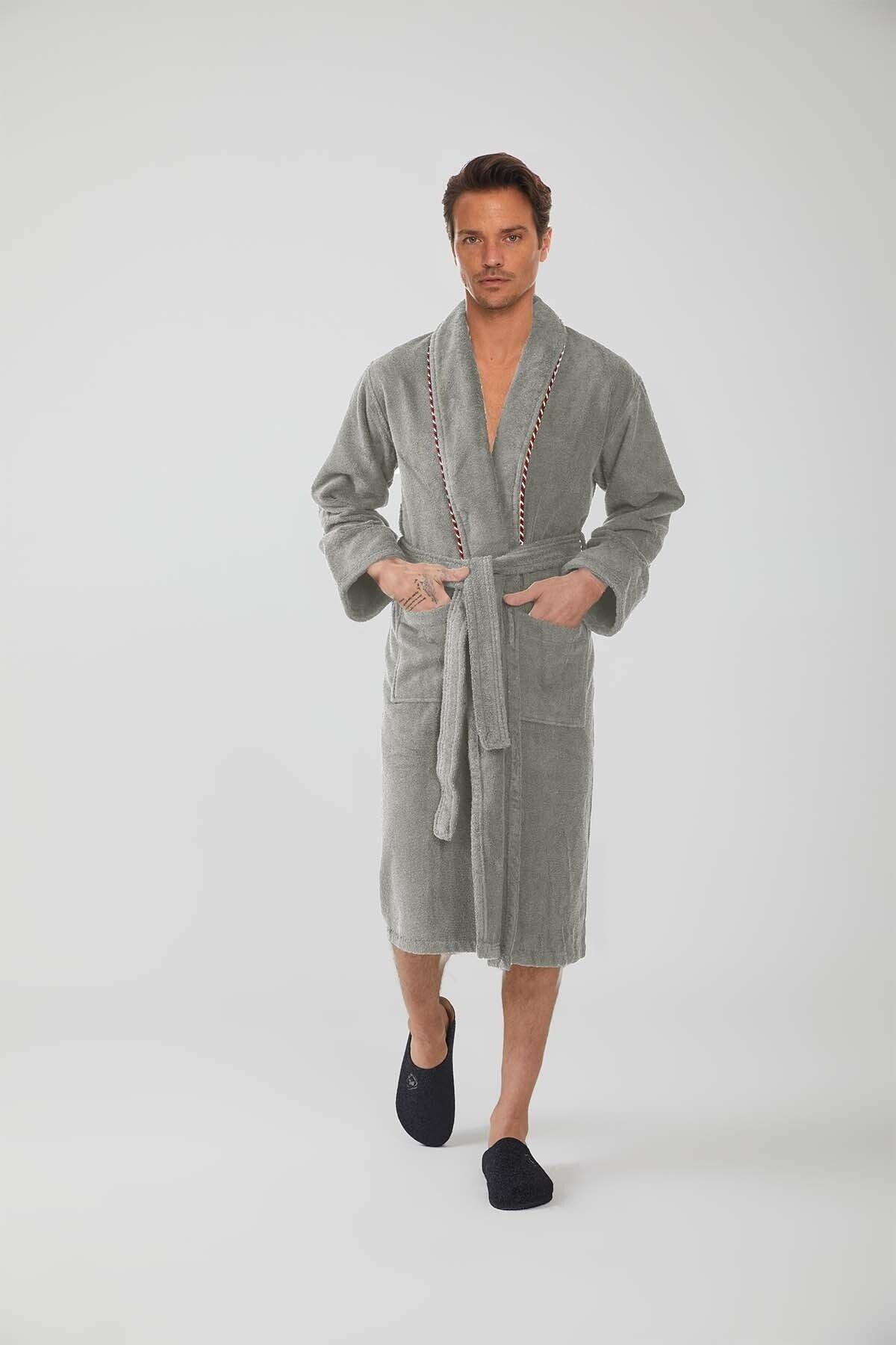 100% Cotton Piping Special Design Extra Soft Men's Bathrobe - Swordslife