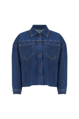 Romets Regular Fit Shirt Collar Navy Blue Denim Jacket - Swordslife