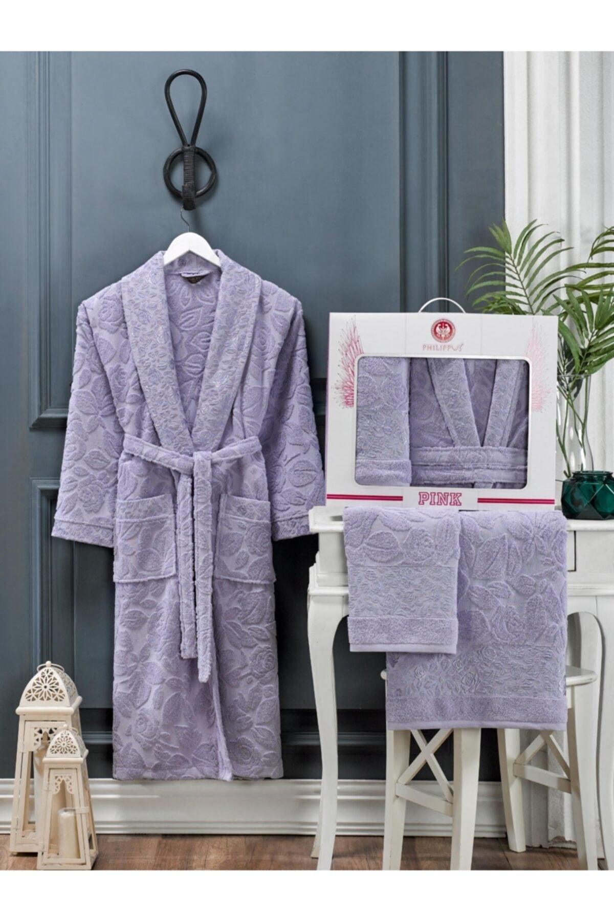 Women's Light Purple Asian Curl Salyaka Bathrobe Set - Swordslife