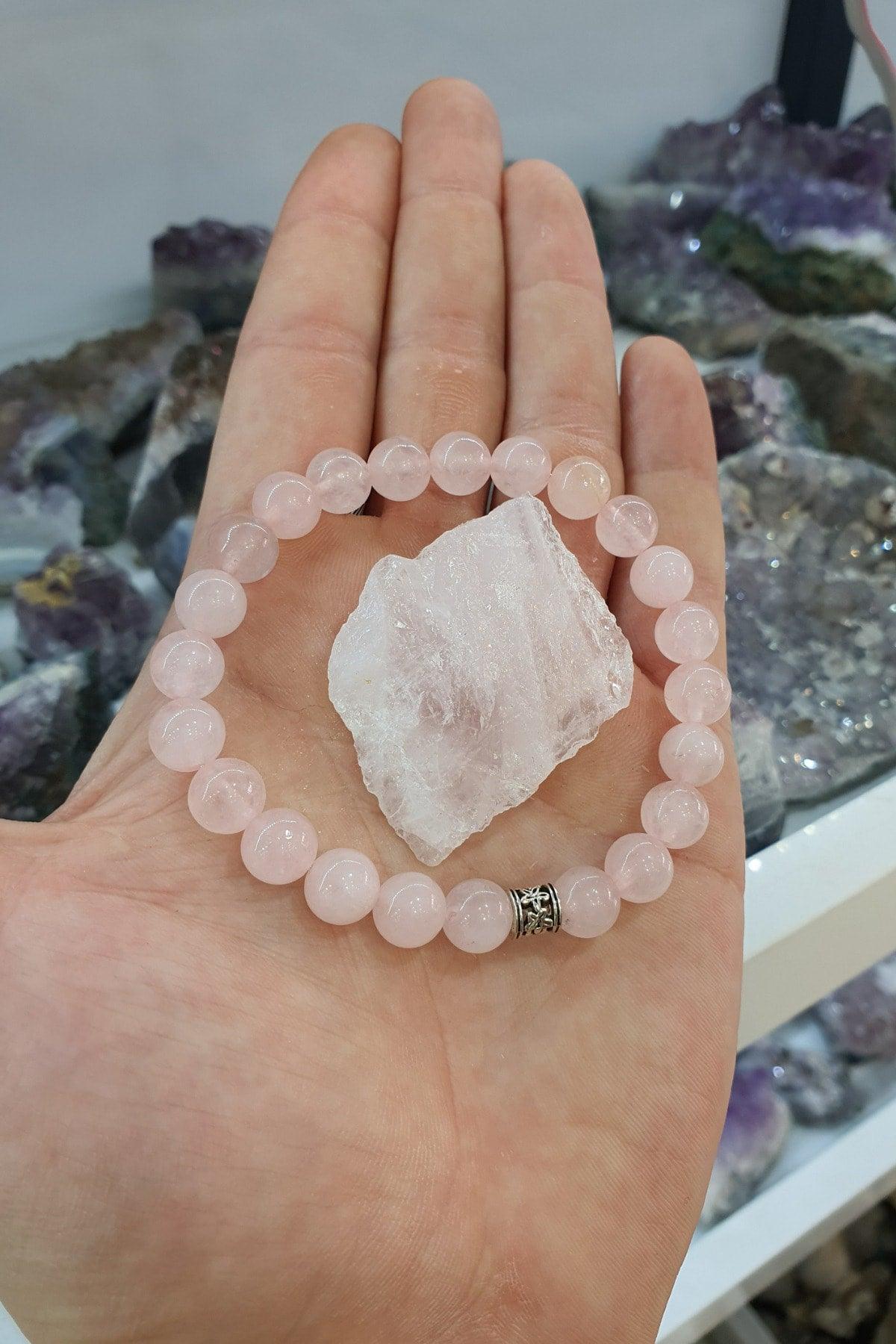 Rose Quartz Natural Stone Bracelet (with Stone Gift) 8 Mm - Swordslife