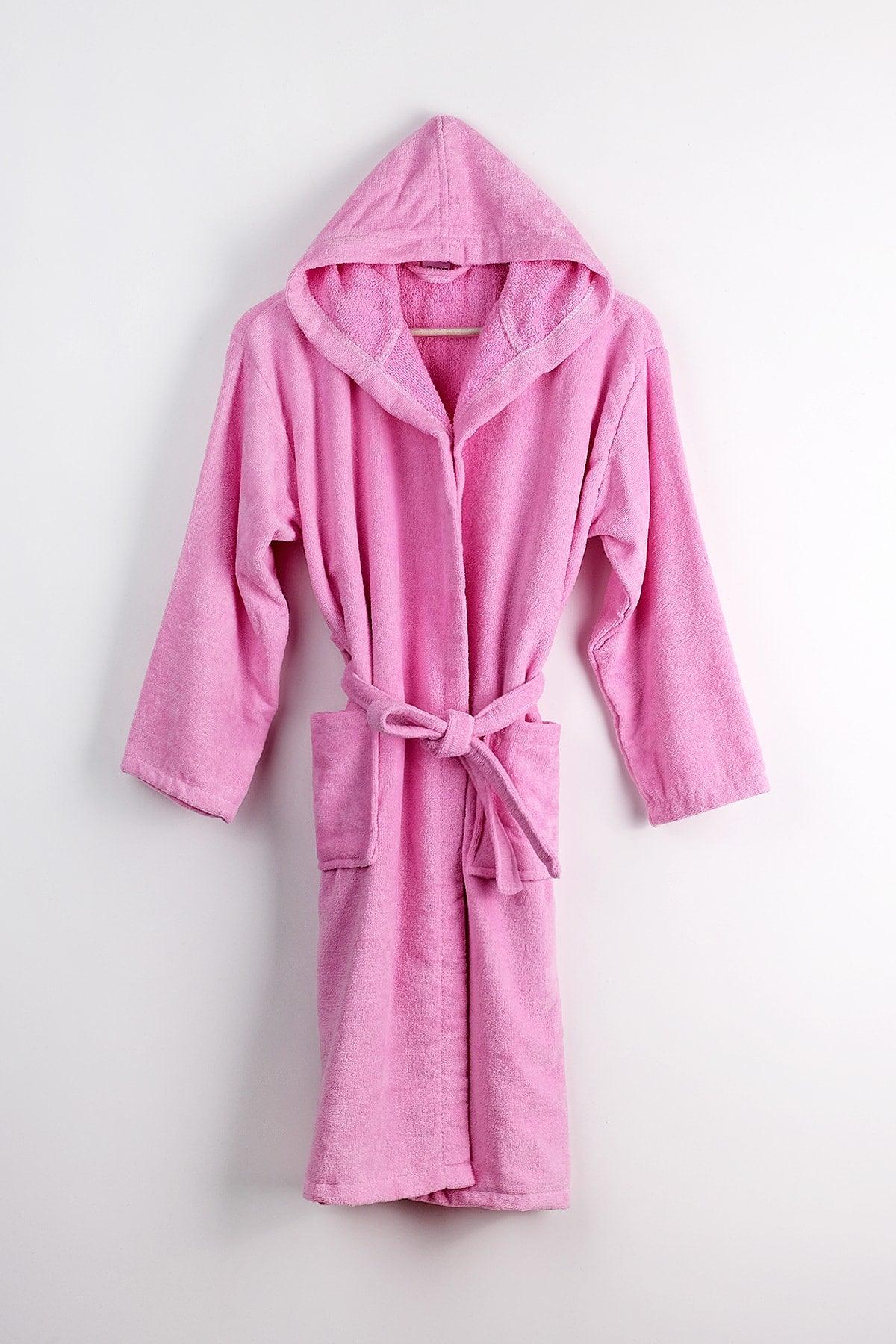 100% Cotton Hooded Velvet Pink Color Young Robe / Waitress Size - Swordslife