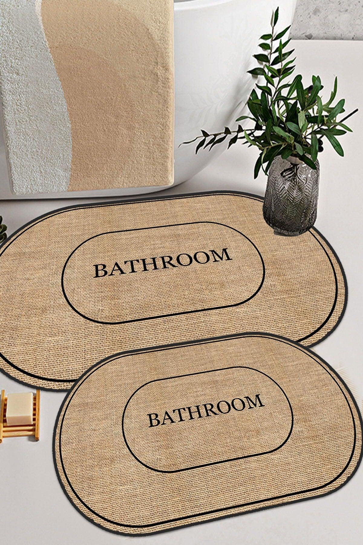 Digital Non-Slip Washable Jute Look Bath Modern Bath Mat Bath Rug Closet Set - Swordslife