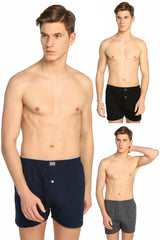 8 Opportunity Items! Men's Combed Cotton Towel Waist Boxer Black, Navy Blue And Smoked Abani Classic