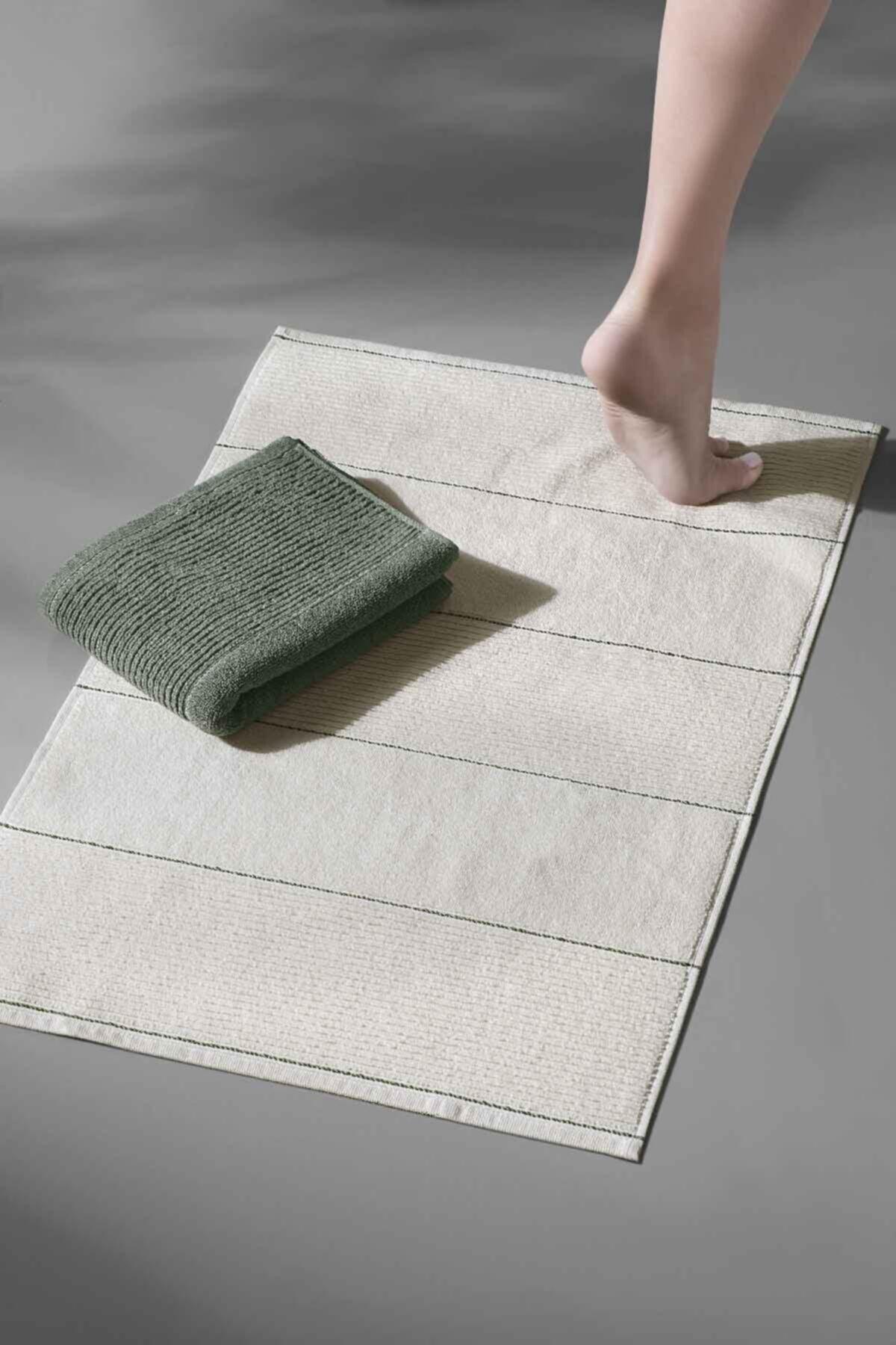 Carmine Bathmat Olive - Extra Soft, Modern 100% Cotton 50x75cm. Foot Towel / Bath Mat Set - Swordslife