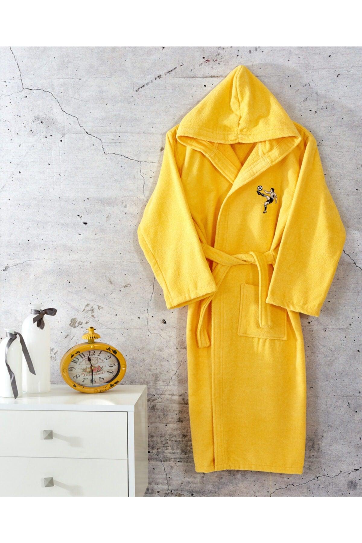 Unisex Young Yellow 100% Cotton Bathrobe 17-18 Age - Swordslife