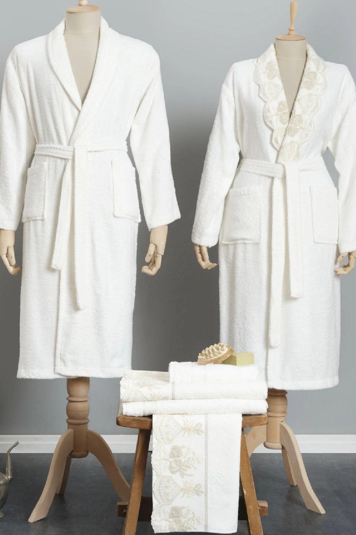 Monique Gold French Lacy Bamboo Family Bath Robe Set - Swordslife