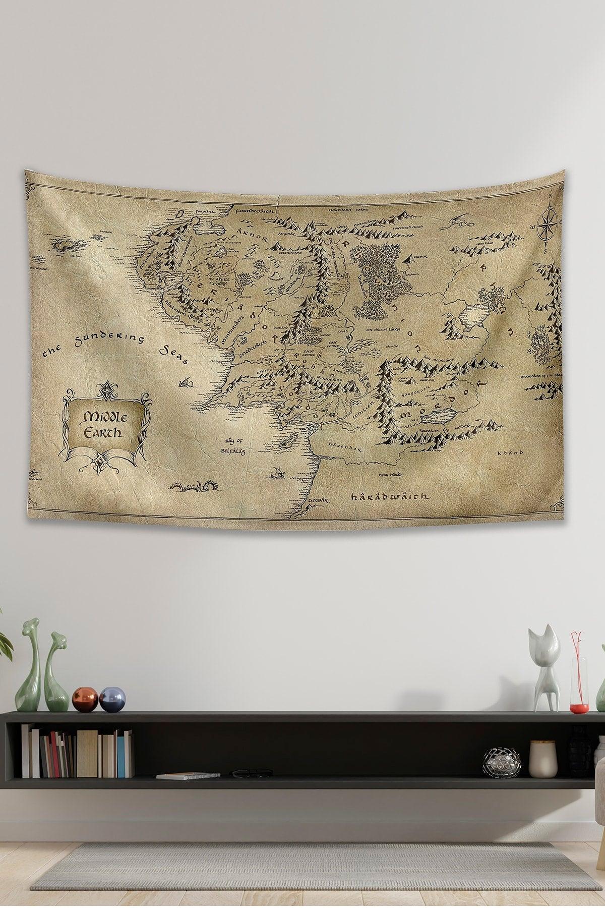 Lord of the Rings Middle Earth Map Wall Covering Carpet 140 X 100 Cm-70x100 Cm - Swordslife