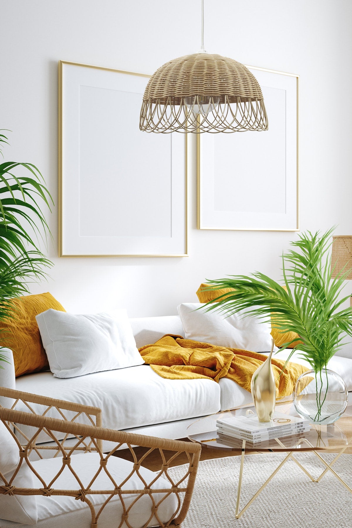 Bamboo, Wicker, Rattan Pendant Lamp Chandelier Bohemian