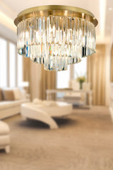 Nilüfer Round Tumbled Crystal Stone Modern Design Crystal Living Room Chandelier