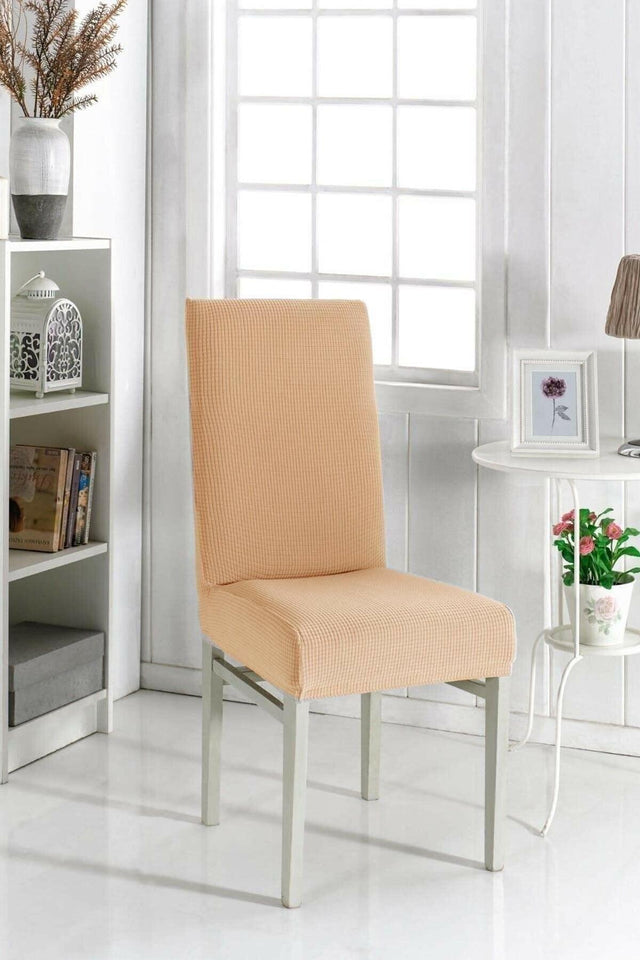 1pc Lycra Chair Cover, Chair Cover Honey Color Washable Elastic Piti Square Pattern - Swordslife