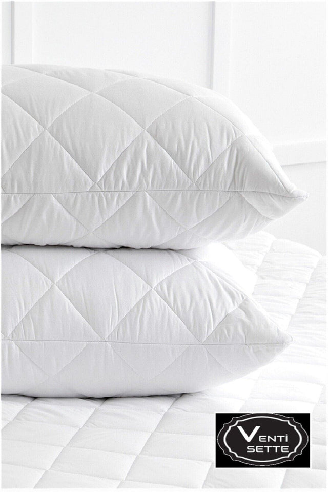 2 Pieces Quilted Zippered White Color Pillow Protector Mattress 50x70 Cm - Swordslife