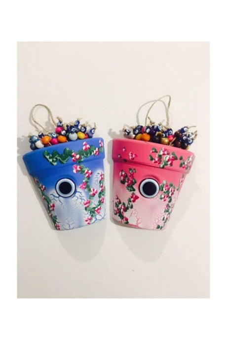 2 Pieces Evil Eye Beads Colorful Flowerpot Door Terrace Balcony Wall Decoration - Swordslife