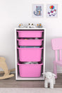 2 Large and 2 Small Toy Cabinets with Basket Kitchen Pantry Cabinet Pink - Swordslife