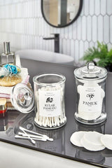 Pair of Cotton and Cotton Jars - Glass Bathroom Organizer - Swordslife