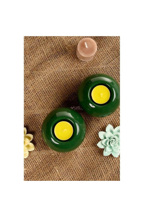 2 Candle Holder Ceramic - Green - Swordslife