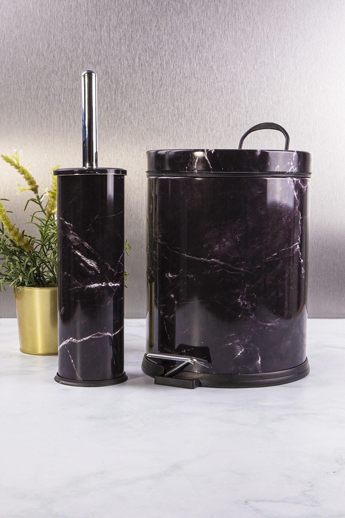 2 Metal Bathroom Set Pedal Dustbin Wc