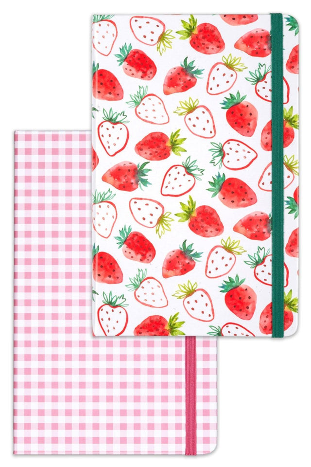 Set of 2 Notebooks 13x21 Elastic Dotted Strawberry