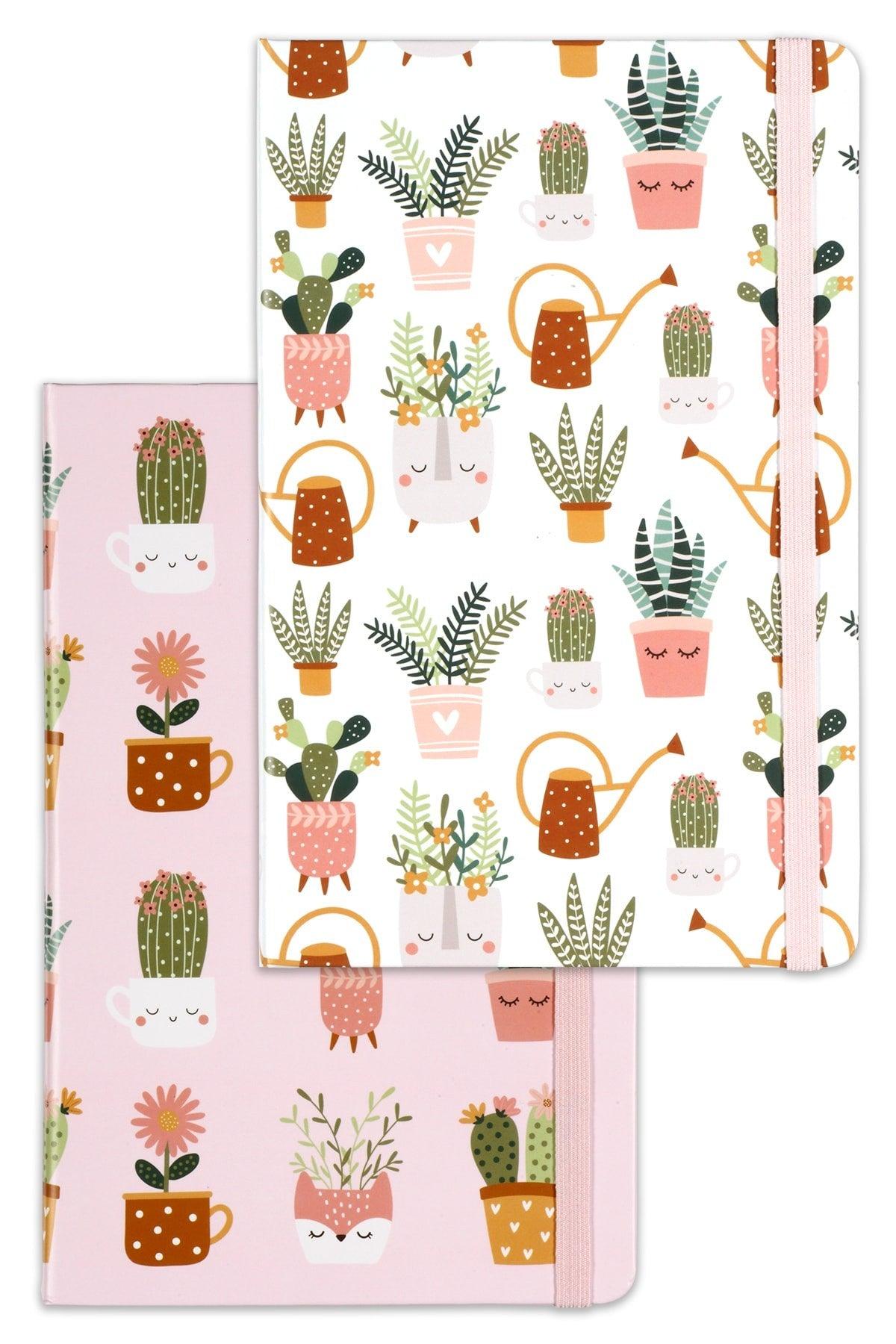 Set of 2 Notebooks 13x21 Elastic Lined Cactus