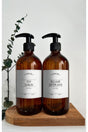 Set of 2 500ml Amber Brown Glass Bottle Liquid Soap & Dishwashing Liquid White Label - Swordslife