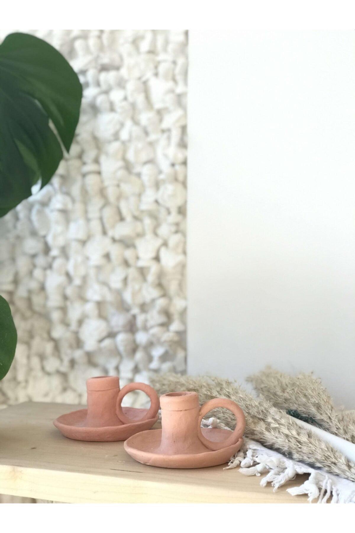 2-Pack Terracotta Handmade Candlestick with Handle - Swordslife