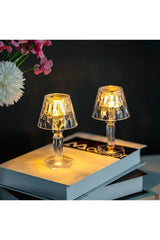 2 Small Size Crystal Diamond Led Table Lamp Battery Powered Projection Transparent Lampshade 12 Cm - Swordslife