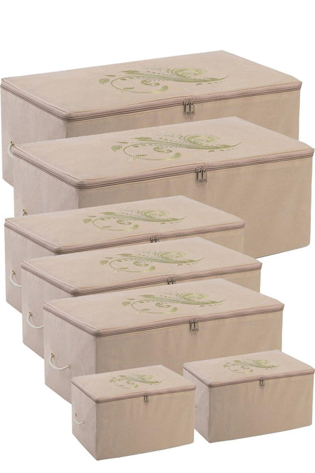 2 Mega 3 Large 2 Small Storage Bags Set Beige - Swordslife