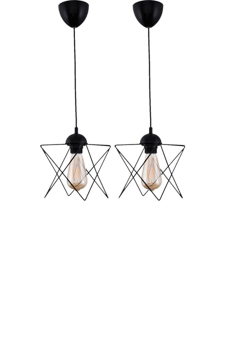 2 Pieces Single Black Pendant Chandelier Rh101s - Swordslife