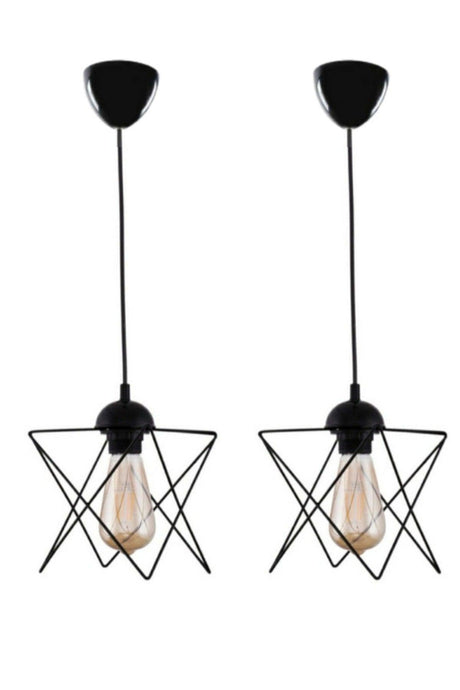 2 Pieces Single Black Pendant Chandelier