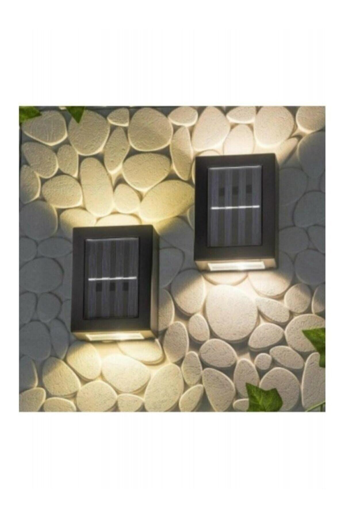 2 Pieces Solar Double Sided Wall Lamp Solar Powered Lighting Decoration Sconce Light - Swordslife