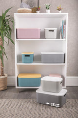 2 Pcs Storage 13 Lt Gray Multi-Purpose Cabinet Organizer Box with Lid, Decorative Box - Swordslife