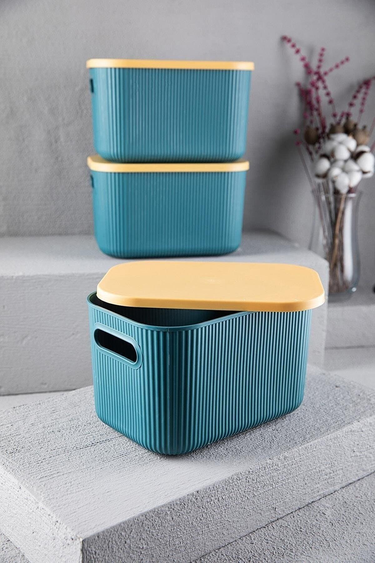 2 Pcs Storage 6 Lt Green Multi-Purpose Cabinet Organizer Box with Lid Decorative Box - Swordslife