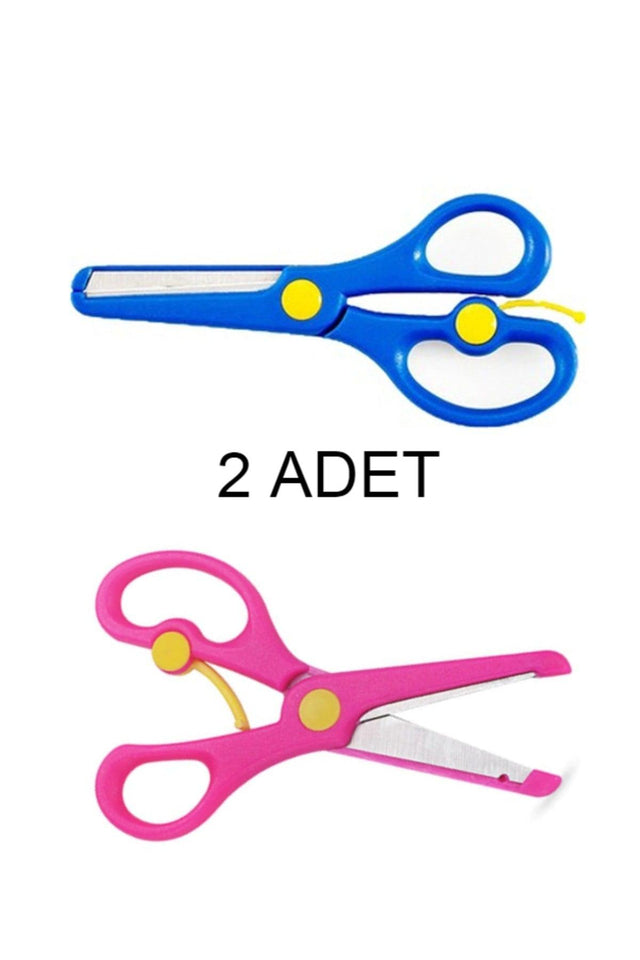 2 Pcs Child Scissors Blunt Tip Spring Loaded Plastic