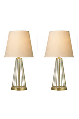 2 Pieces Merlot Modern Metal Leg Fabric Head Lampshade Table Lamp - Swordslife