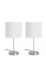 2 Pieces Pablo Modern Gray Leg White Cylinder Head Table Lamp Lampshade - Swordslife