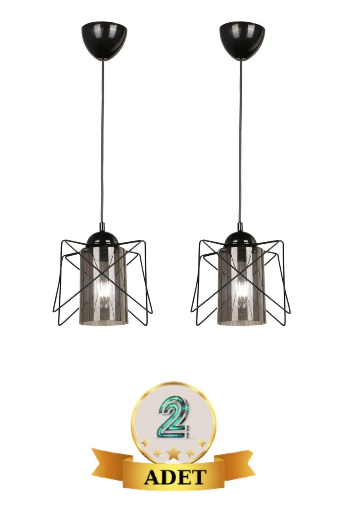 2 Pieces Zigzag Black Smoked Mica Single Pendant Chandelier - Swordslife