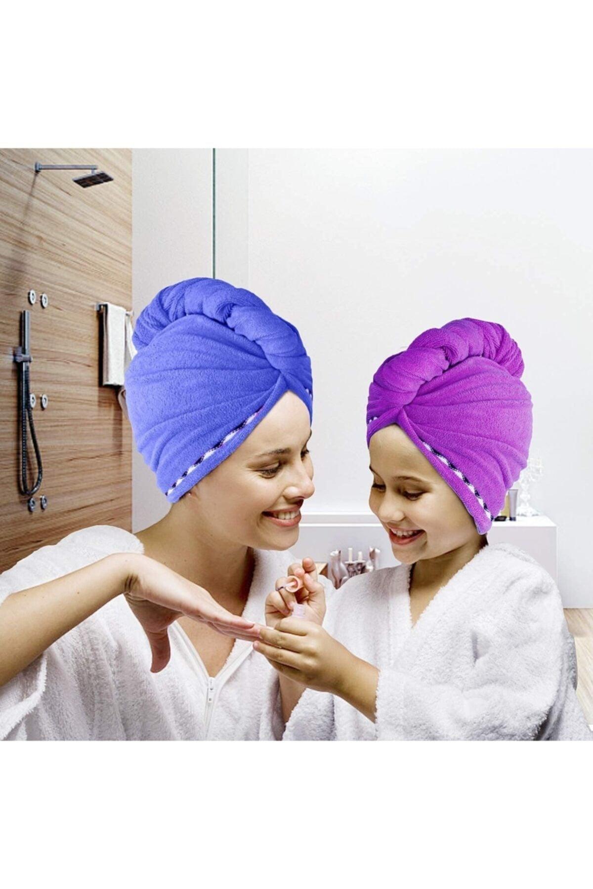 Set of 2 Microfiber Button Hair Towel Hair Cap For Bath Sea And Beach After Pool - Swordslife