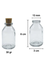 25cc Glass Bottle with Cork Stopper - 50 pcs