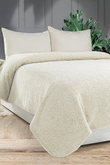 2.8 Kg Embos Printed Pamela Thick Double Blanket 230x240 Cm Cream - Swordslife