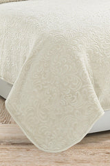 2.8 Kg Embos Printed Pamela Thick Double Blanket 230x240 Cm Cream - Swordslife