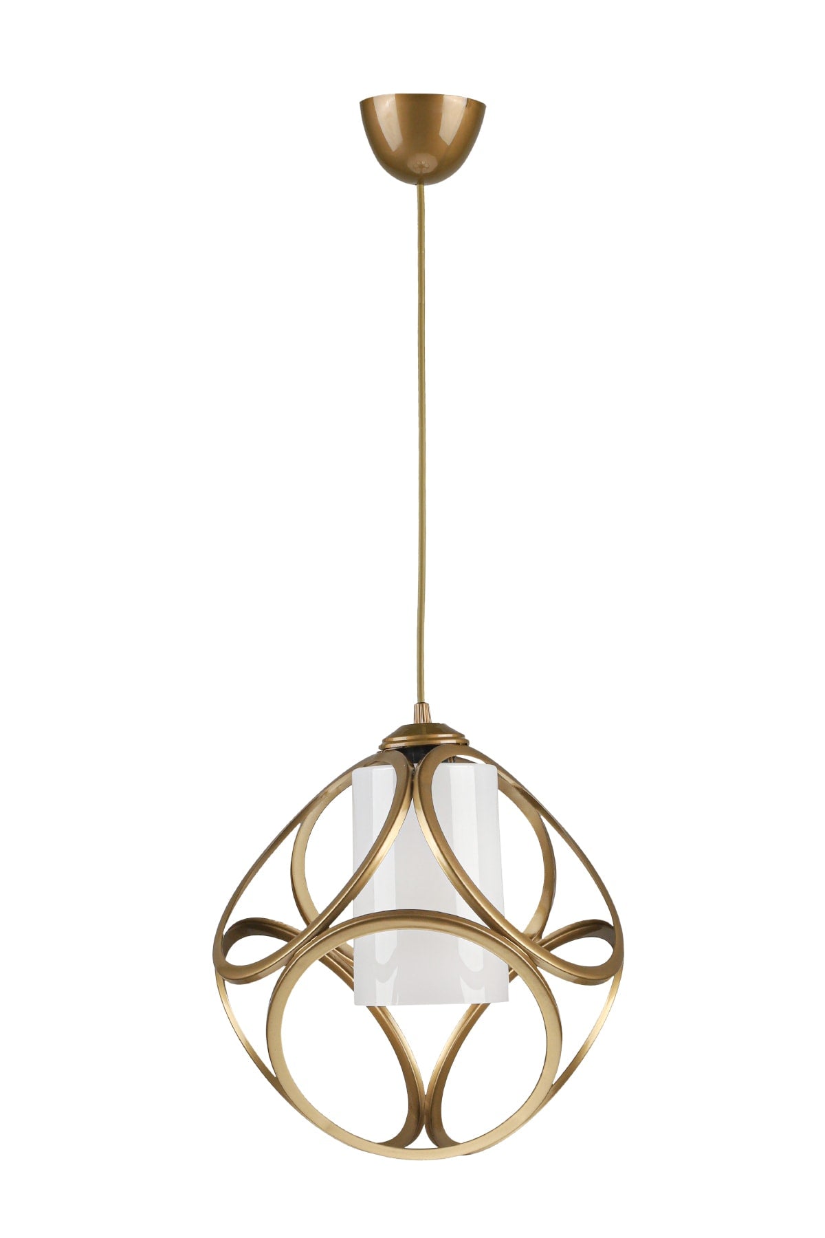 Aydın Single Chandelier Antiqued White Acrylic