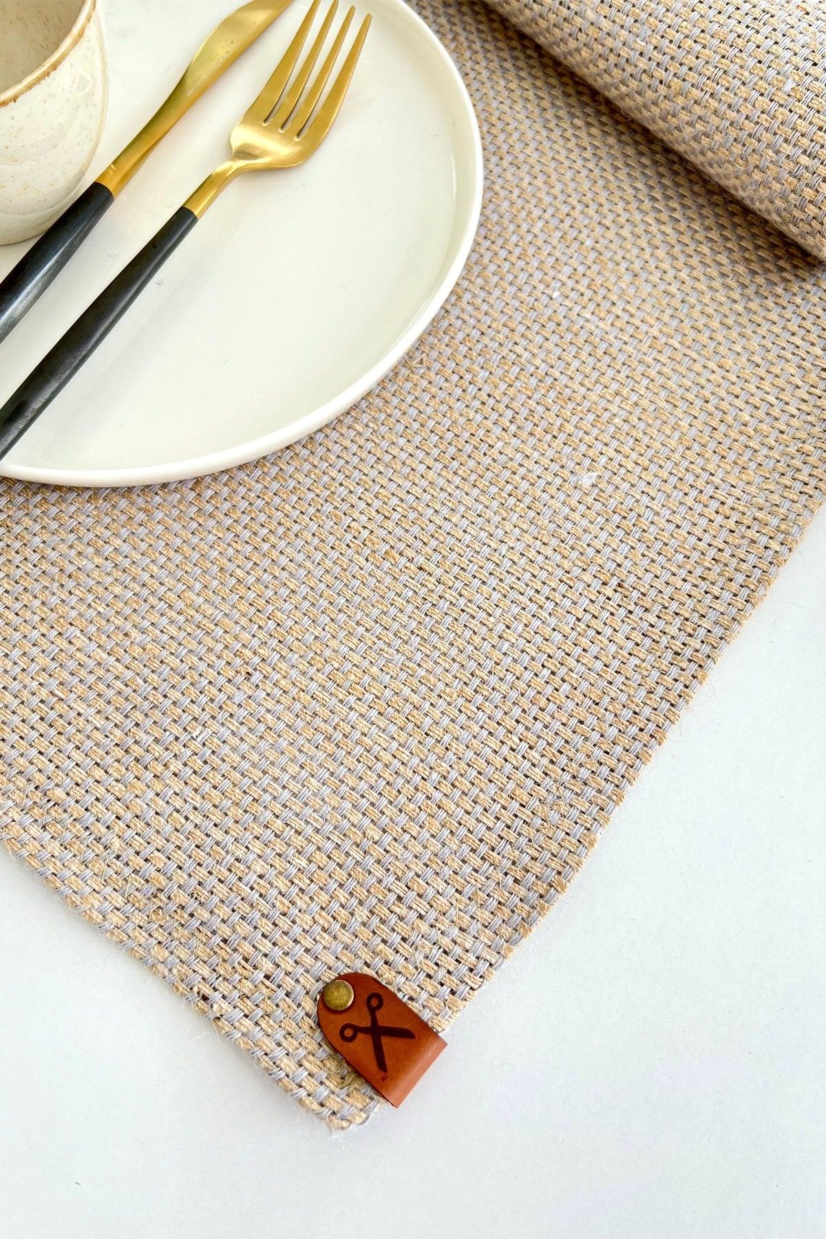 136x36cm Rectangular Straw Jute Runner Ranır / Living Room Kitchen Table Cloth / Console Cover - Grey/natural - Swordslife