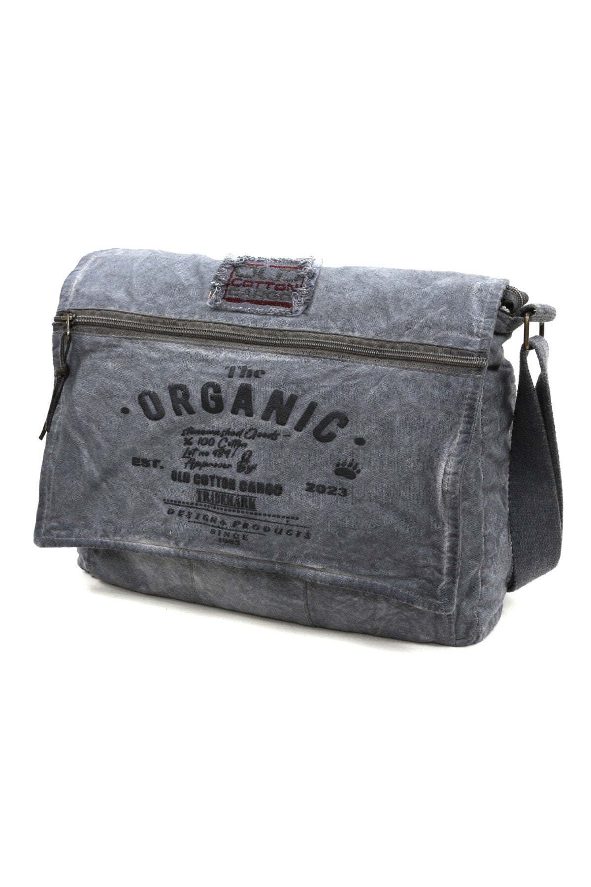Shabby Canvas Shoulder Messenger Gray Laptop School Travel Daily Vintage Cotton Fabric Bag