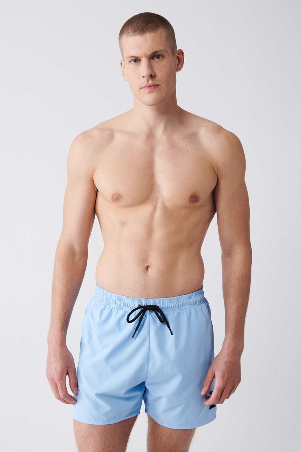 Men's Light Blue Quick Dry Standard Size Straight Swimwear Marine Shorts E003801