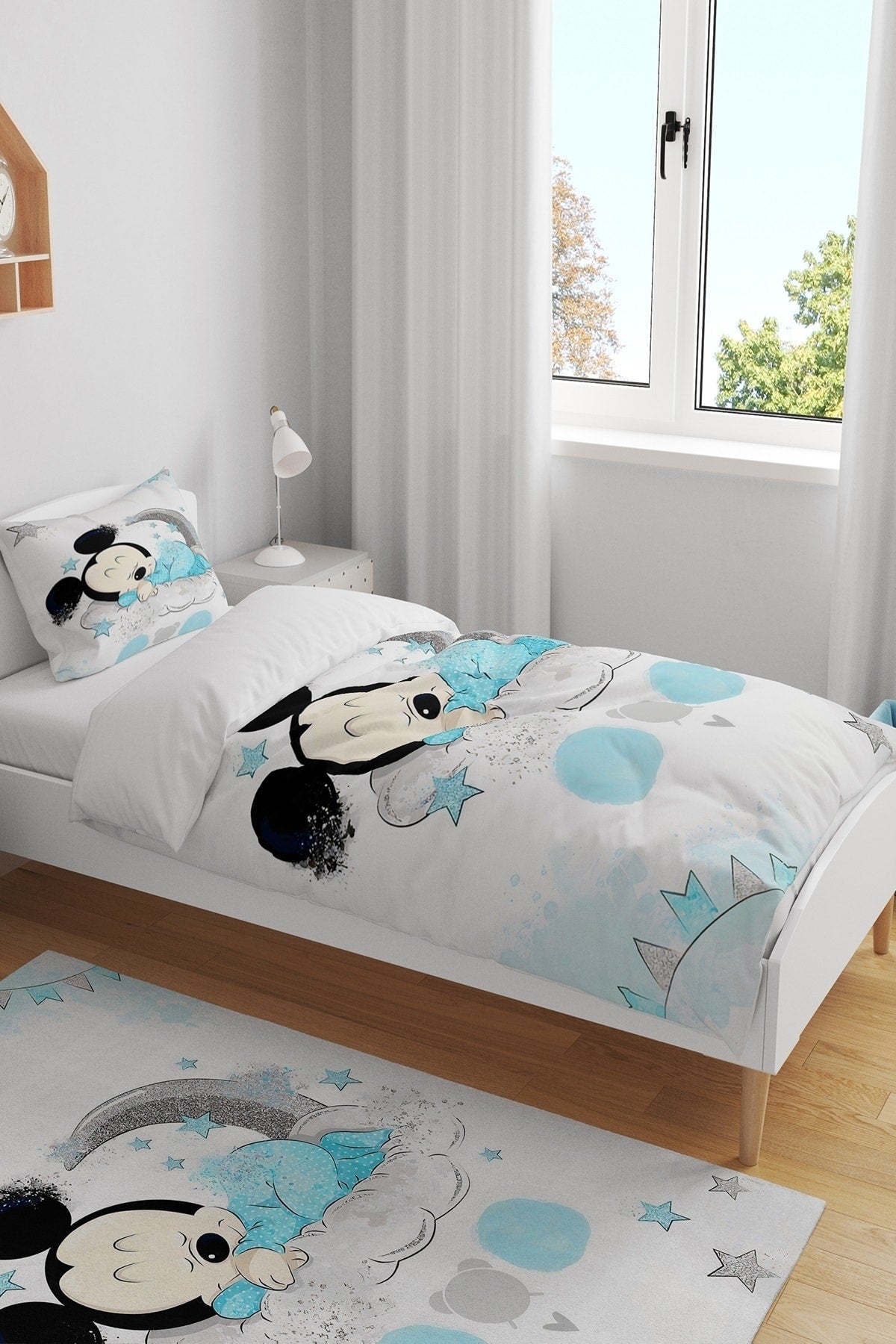 Sleeping Mickey Patterned Single Baby Child Duvet Cover Set