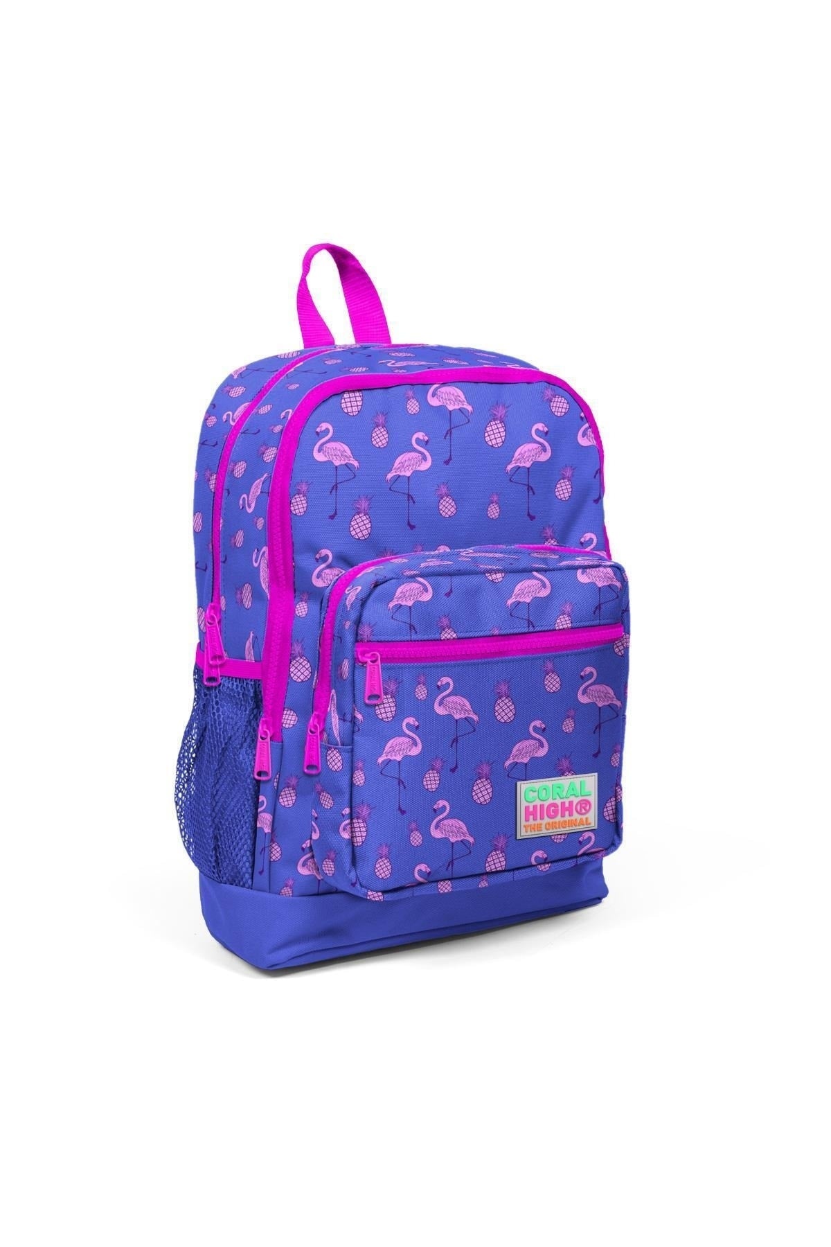 Kids Lavender Pink Flamingo Patterned USB 3 Pcs School Bag Set SET0123276