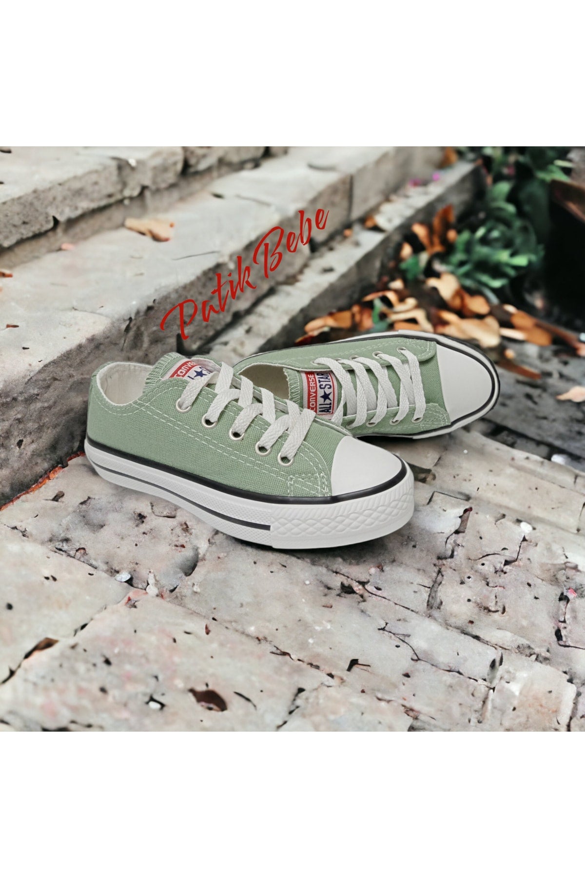 Pistachio Green Short Linen Converse Shoes