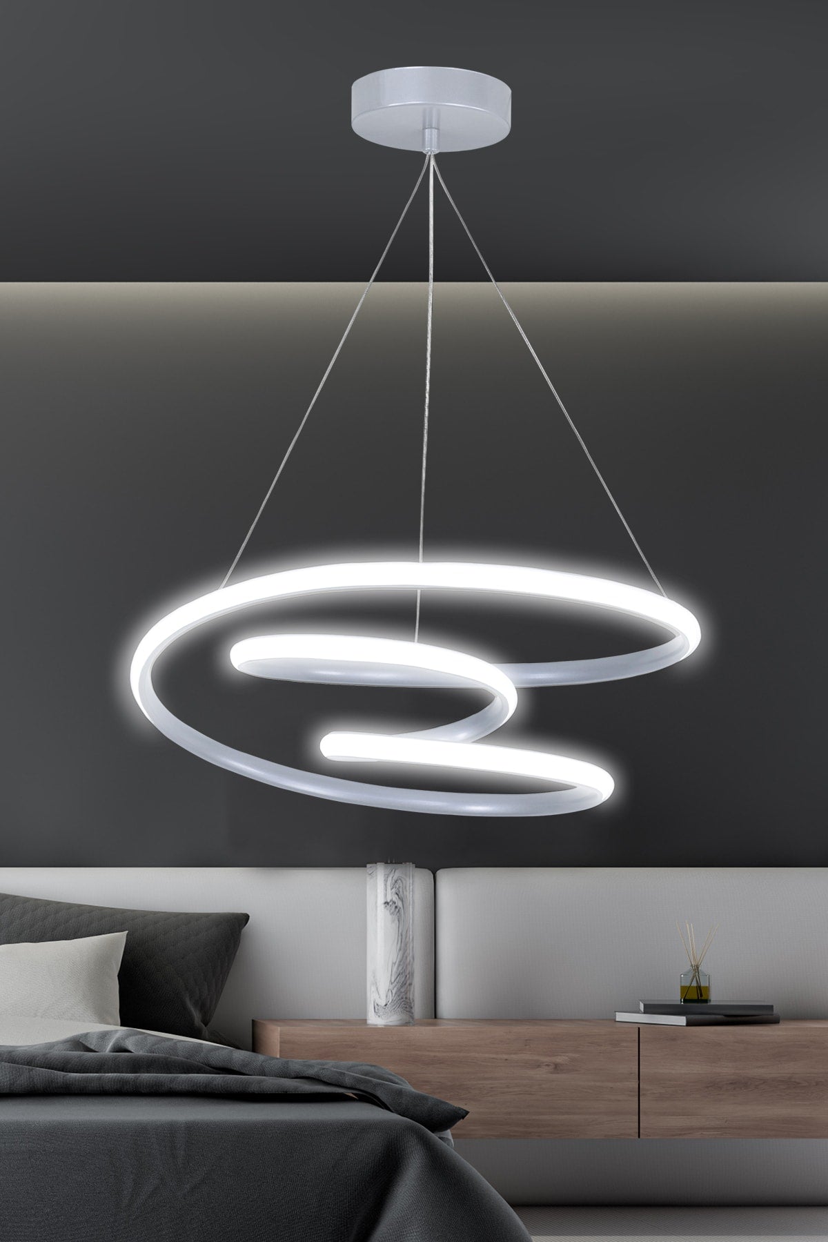 Modern Pendant Lamp Galaxy Silver Case White Light LED Chandelier