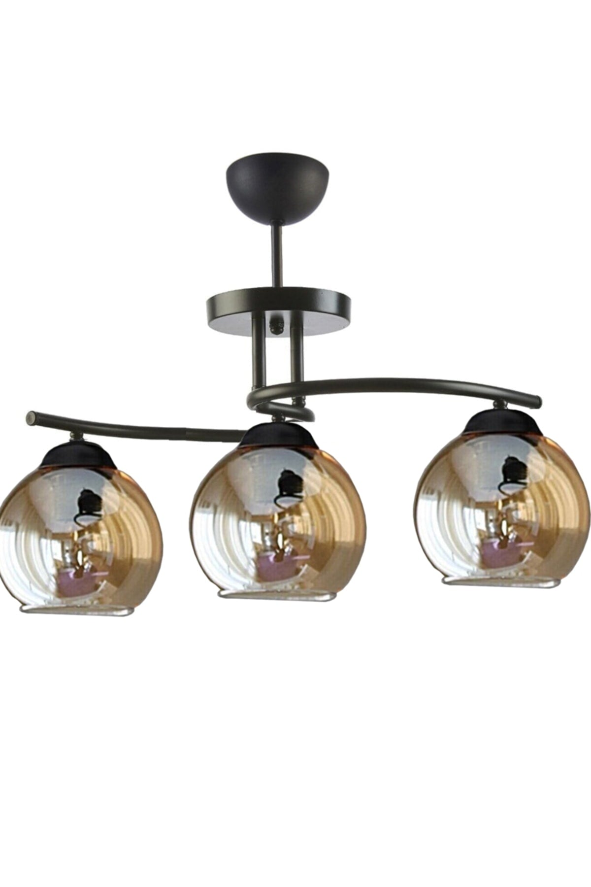 Fuji Modern Decorative Living Room - Kitchen - Bedroom Black Color Honey Glass 3-Piece Chandelier