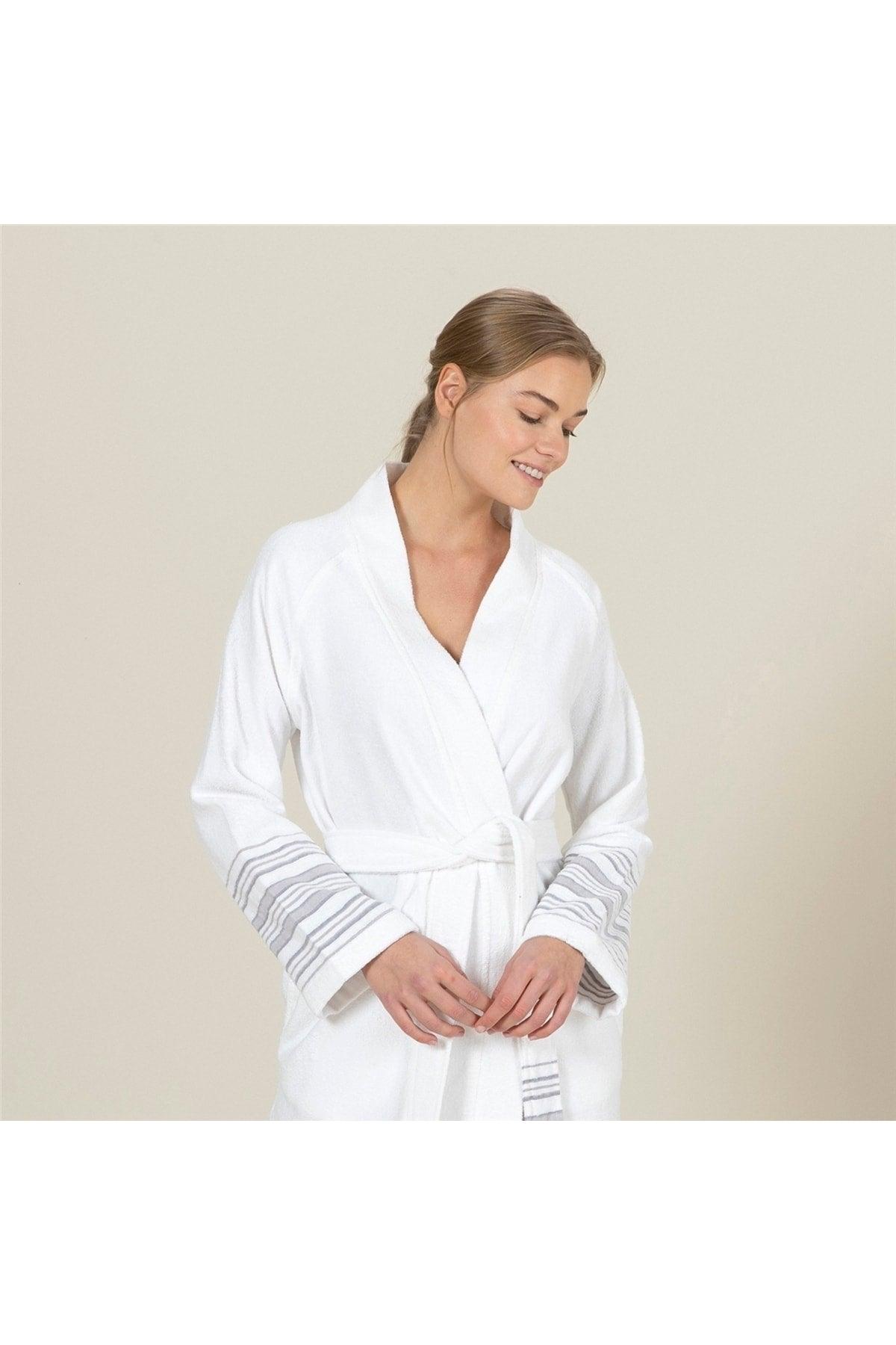 Deep Unisex Bathrobe White/warm Gray - Swordslife